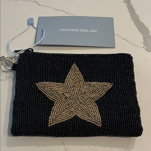 ANTONIO MELANI Black and Gold Star Beaded Clutch